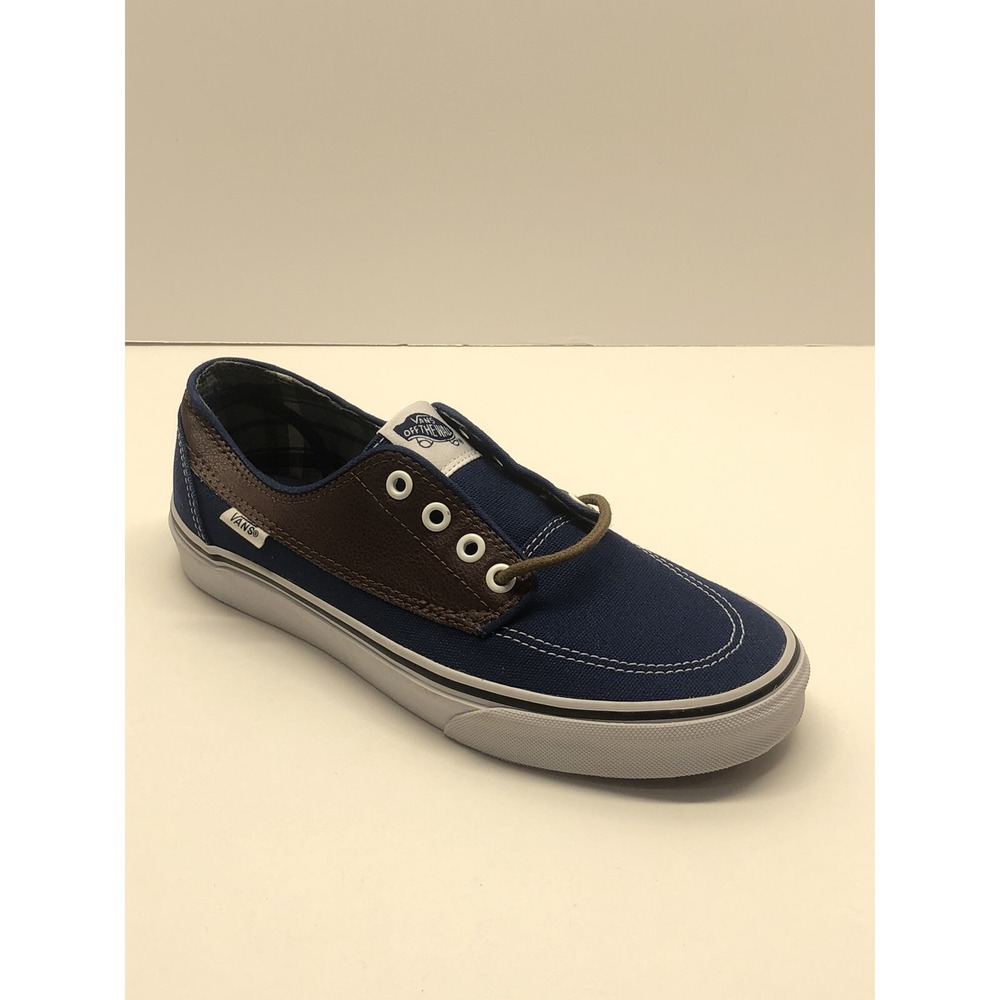 VANS Brigata Blue Leather Plaid Skate Shoes Sneakers Men's Size 6.5 Mens, 8.0 W